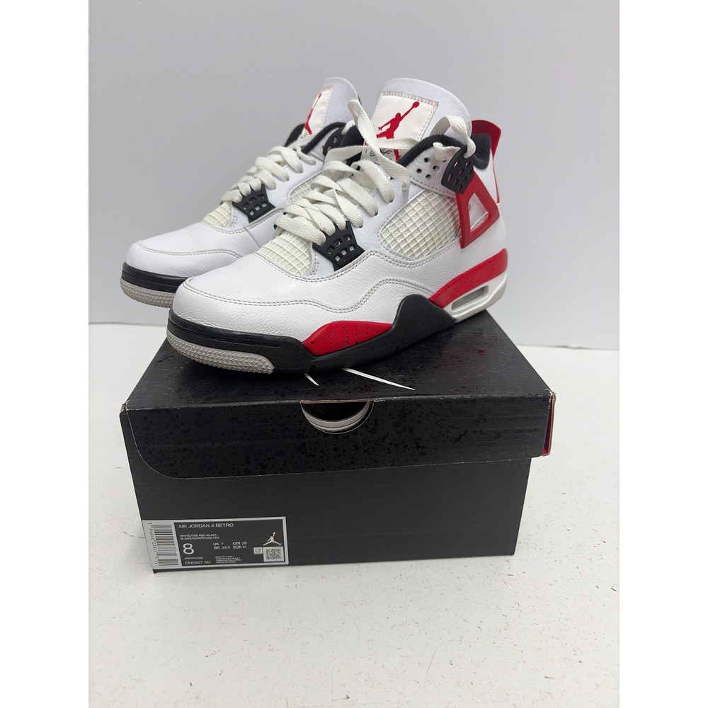 Nike Air Jordan 4 Retro Red Cement White Fire Red Black DH6927-161 Mens Size 8